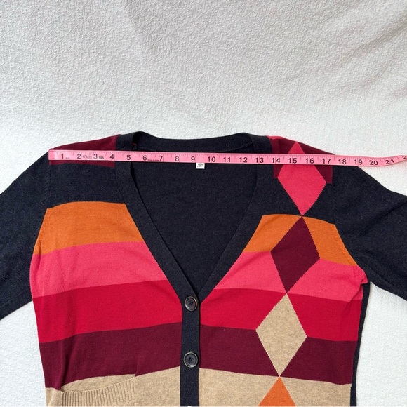 CAbi Geometric Cardigan Multicolored Size Medium Casual Fit Sweater - Picture 4 of 7
